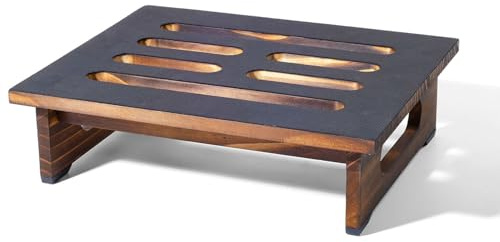 Caossuixin Holz Tritthocker für Erwachsene & Senioren Mehr & Innen/Außen | 4.3 Fußbank Holz mit Rutschfester Gummiauflage,Bis 420lbs Belastbar,Tragbare Stehhilfe für Bad,Küche,Nachttisch,Wohnwagen