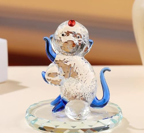 DECRZPB Kristallfigur Blauer AFFE Ornament Glas Geburtstagsgeschenk Hochzeit Geschenk Wohn-/Esstischdekoration