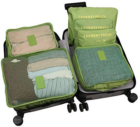 WOWTOY 6PCS Packing Cubes for Travel Luggage Organiser Bag Compression Pouches Clothes Suitcase, Packing Organizers Storage Bags for Travel Accessories, Green