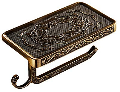 Sport Tent-Retro Toilettenpapierhalter WC PapierhalterKlopapierhalter 2 in 1 Papierrollenhalter mit Ablage für Feuchttücher Handy, Badezimmer Wandmontage, Antik Bronze