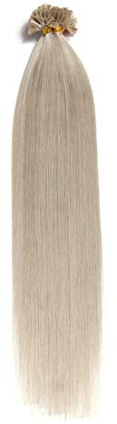 Graue Bonding Extensions aus 100% Remy Echthaar - 300x 1g 60cm Glatte Strähnen -in der Farbe Grau