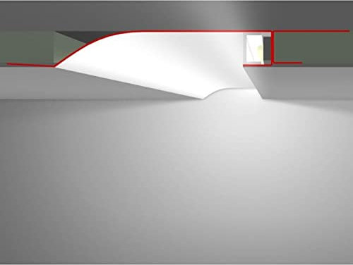 2m LED Trockenbauprofil R10-F mit Reflektor-Sichtschenkel für Gipskartonplatten Stahl Zinkblech