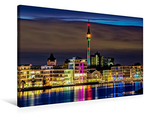 Premium Textil-Leinwand 75 x 50 cm Quer-Format Dortmund Phoenix See Skyline | Wandbild, HD-Bild auf Keilrahmen, Fertigbild auf hochwertigem Vlies, Leinwanddruck von Peter Roder