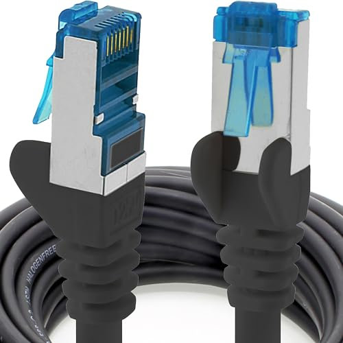 1aTTack.de 0,25 m - CAT6a Cat6 Cat 6 - Câble réseau 10 Gb/s noir - 1 pièce 10 Gb/s SFTP PIMF