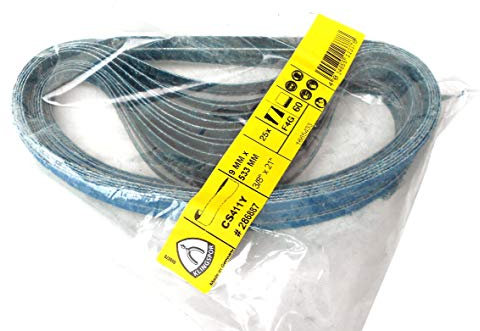 Klingspor CS411Y Bande abrasive en corindon de zirconium – 9 x 533 mm – Grain P120 – 25 pièces – Pour métal, acier inoxydable, bois dur – Support en tissu haute résistance à la déchirure – Imperméable