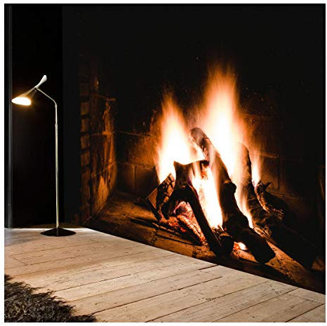 Fototapete mit Kamin-Holzscheiten und Flammen, 260 x 175 cm