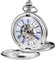 TREEWETO Montre de Poche pour Homme et Femme Style Steampunk Squelette Mécanique Argenté Rétro Montres Double Boîtier, Argenté., Rétro