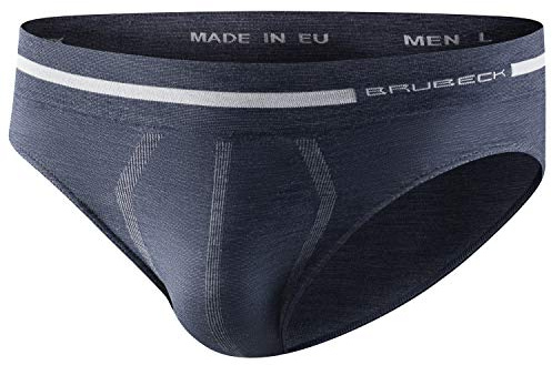 BRUBECK Slip Homme Mérinos sans Coutures Thermorégulant Bleu Jean Foncé XL
