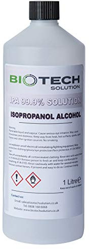 We Can Source It Ltd - 1L BIOTECH Isopropyl Alcohol 99.9% - Industrial, Home Use Lab-Grade IPA Rubbing Alcohol - Non-Conductive Cleaner for Cleaning Electronic Devices, Grime, Fingerprints - Pack of 1