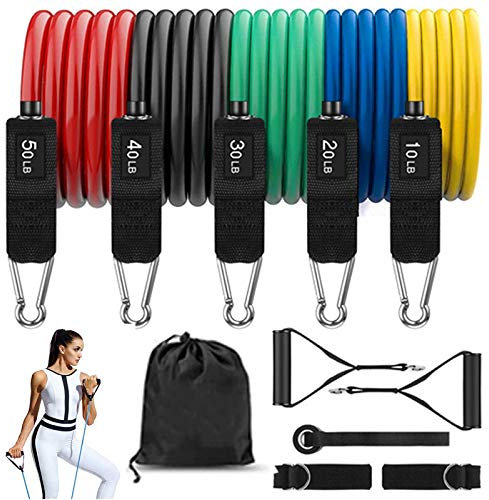 aoory Widerstandsbänder Set Resistance Bands Mit Griffen Fußschlaufen Und Türanker Schlingentrainer (11-teilig) für Ganz-Körper-Workout Yoga Pilates Fitness
