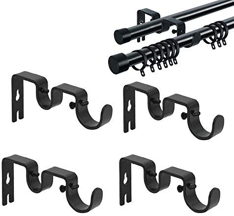 Schneespitze 4 Stück Doppel Gardinenstange Vorhangstange Aufleger für Gardinenstangen Gardinenstange Halterung Metall Gardinenstange Halterung Halter Vorhang Vorhänge Stange