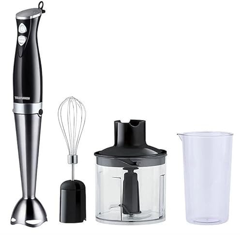 TELEFUNKEN Frullatore a Immersione 800W con Tritatutto da 500ml e Bicchiere da 700ml – Gambo e Lame in Acciaio Inox, Accessori Removibili, Facile da Pulire – Modello M07442