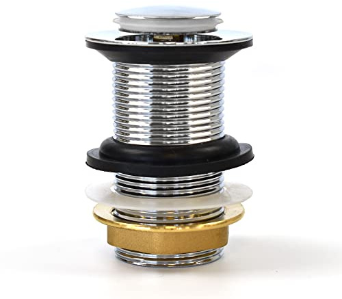 Xcel Home Chrome Unslotted Click Clack Basin Waste | Standard G1¼ BSP | Solid Brass Pop-Up Plug with Brass Tightening Nut | Bathroom Sink Drain | Replacement for Drainage & Easy Installation