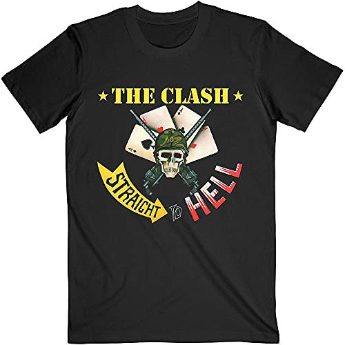The Clash T Shirt Straight to Hell Single Band Logo Nue offiziell Herren Schwarz M