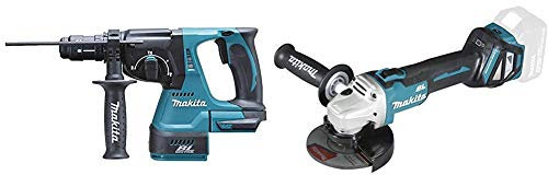 Makita DHR243Z Marteau Perforateur SDS+ sans Fil à 3 Modes, 18 V, Bleu Multicolore & DGA511Z Meuleuse d'Angle sans Batterie 18 V
