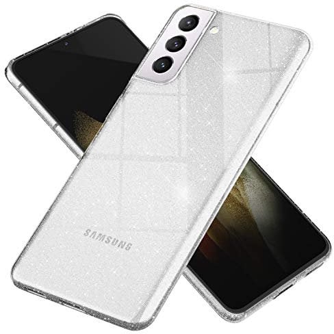 NALIA Klare Glitzerhülle kompatibel mit Samsung Galaxy S21 Hülle, Durchsichtige Bling Silikon Schutzhülle Diamant Handy-Tasche Dünn, Clear Glitter Case Handyhülle Phone Cover Etui, Farbe:Transparent