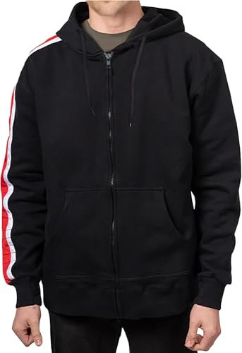 LP-FACON Mens Video Game Cosplay Hoodie Jacket - Black Gaming Costume Single Strip Fleece Hoodie