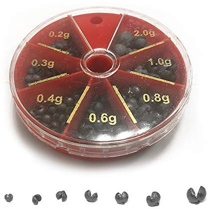 L SERVER Blei Grob mittel Angelblei Set 63g/109PCS Klemmblei in Drehdosen Stippfischen & Forellenangeln, Angelbleie für Posenmontagen