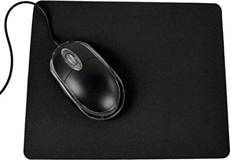 N-K Non-Slip Black Fabric Mouse Pad, 21.5cm x 17.5cm, Plain Rectangle, Ultra Thin, Gaming PC Laptop Mouse Mat