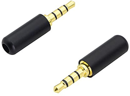 YACSEJAO 3.5mm 4 Pole Earphones Soldering Jack Male Headphone Repair Jack Cable Plug Solder Adapters Audio Headphone Jack Adapter Suitable for replacing damaged audio plugs-2 Pack