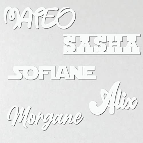 Personalisierter Name für Kinderzimmertür - personalisierter Kindername - PVC-Platte mit gestanzten Buchstaben - 17 Farben erhältlich (Blanc/Weiss)