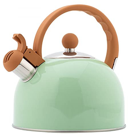 YXSH 2.5L Stainless Steel Whistling Tea Kettle Food Grade Teapot For Make Water Boil Compatible Gas Stoves Induction Cookers Green