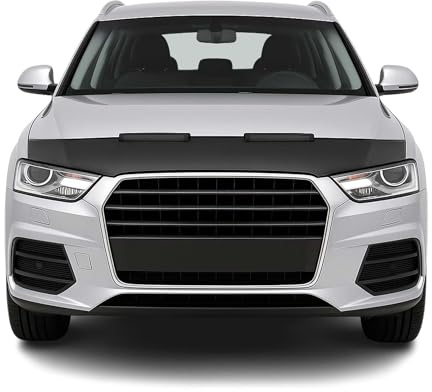OMAC Haubenbra Halb für Audi Q3 8U 2011-2018 Vinyl Schwarz | Steinschlagschutz, fahrzeugspezifisches Design, Car Bonnet Bra