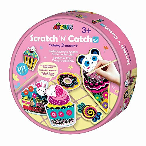 Avenir 6301789 Kratzbilder, Angelspiel, Süße Leckereien, DIY, 2-in-1 Kreativspiel ab 3 Jahren
