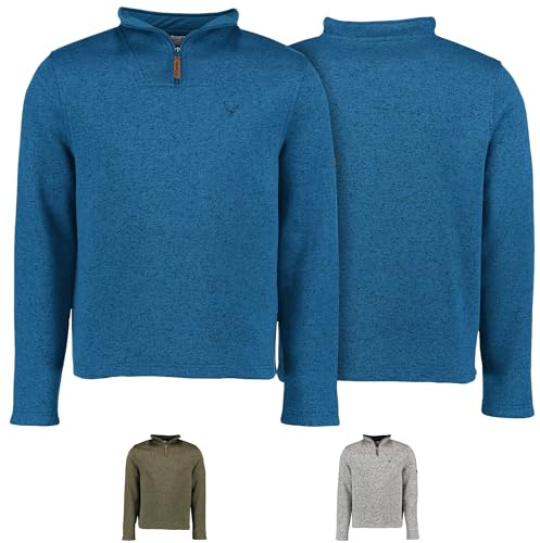 German Wear Herren Jagd Fleecepullover Strickfleece Freizeitpullover hochgeschlossen