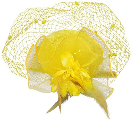 MILAX Kopfschmuck Fascinator Damen Fasching Kostüm Zubehör Party Hat Feder Fascinators Hut Fascinator Hat Elegant Feather Net Mesh Derby Tea Party Hats