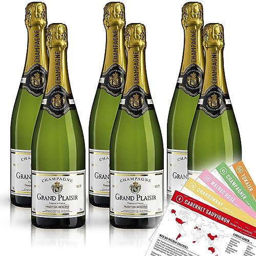 Gruet Grand Plaisir Tradition Réserve Brut Champagne, trocken, sortenreines Weinpaket + VINOX Winecards (6x0,75l)