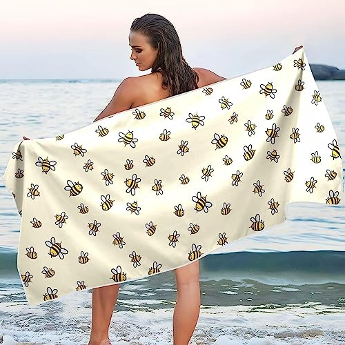 GYORI Mikrofaser Strandtuch Biene Handtuch Groß 80x160 cm Niedlich Strandtuch 3D Badetuch Strandhandtuch Schnell Trocknendes Weiches Strandlaken, Saunatuch, Reisehandtuch