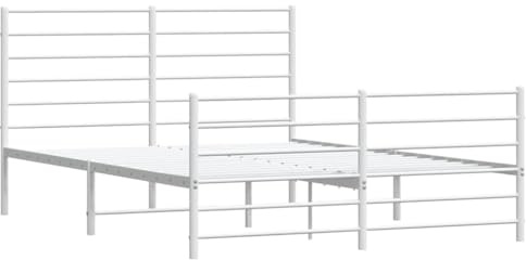 vidaXL Bettgestell mit Kopf- und Fußteil Metall Weiß 120x200 cm