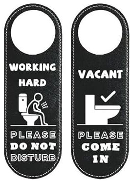 MUKA Panneau de Suspension de Porte « Working Hard Do Not Disturb » Panneau « Vacant Please Come in » Signes Toilettes poignée en Cuir synthétique Double Face 24 x 8 cm