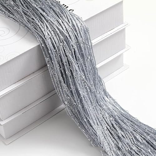 2 Stück 100 x 200 cm Fadenvorhang Fadengardine Fliegenvorhang Terrassentür Dekovorhang Raumteiler Türvorhang Fenstervorhang Fadenvorhänge Seilvorhang für Türen, Wohnzimmer Dekoration -Silber grau