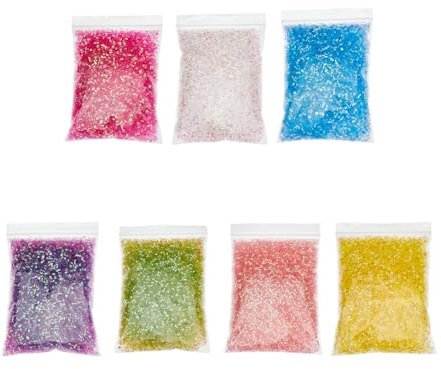 DICOSMETIC 7 Bags 140g Bingsu Beads for Slim Iridescent Soft Straw Tube 3D Glitter Plastic Assortment Crunchy Slime Microbeads Supplies, 1 Color/Bag