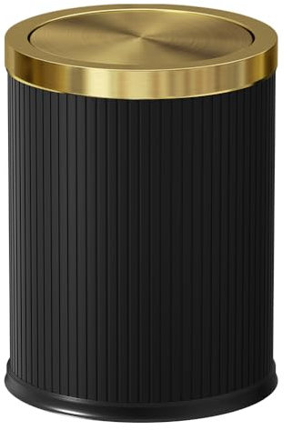 LEASYLIFE 15L/4 Gallone Badezimmer Goldkorb, Badezimmer Papierkorb, High-End Badezimmer Müllkorb, Wohnzimmer, Schlafzimmer, Büro (schwarz)