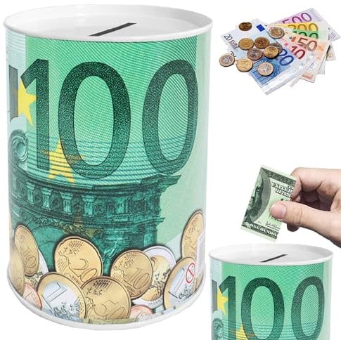 YOUYIKE Spardose, 10 x 7.5 cm Metall Eurospardose, 100/200 Euro Geldspardose, Sparbüchse Sparen Geldschein Banknote Metall Geschenkidee-Ideal für Geburtstag Weihnachten Jubiläum