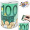 YOUYIKE Spardose, 10 x 7.5 cm Metall Eurospardose, 100/200 Euro Geldspardose, Sparbüchse Sparen Geldschein Banknote Metall Geschenkidee-Ideal für Geburtstag Weihnachten Jubiläum