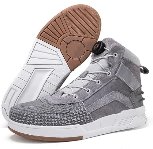 Stivali da Moto Classici per Unisex, Resistenti alle intemperie e Traspiranti con Protezioni Stivali da Bici da Cross, Scarpe da Equitazione per Moto, Stivale da Pilota,Grigio,39