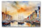 CALVENDO Premium Textil-Leinwand 90 x 60 cm Querformat Gemütlicher Hafen an der Nordsee | Wandbild, HD-Bild auf Keilrahmen, Wanddekoration, Kunstdruck von Claudia Kleemann