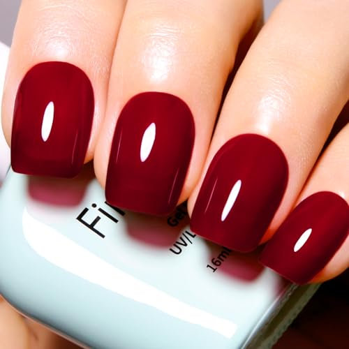 Firedeep Burgundy Red Gel Nagellack 16ml Jelly Sheer Red UV/LED Soak Off Gel Polish für Herbst und Winter 1Pcs
