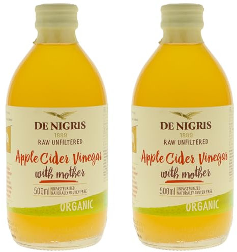 Bio Apfelessig naturtrüb 1000ml (2x 500ml). Unverarbeitet, unpasteurisiert und ungefiltert mit Essigmutter. De Nigris Organic Apple Cider with the Mother