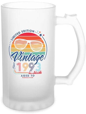 GR8Shop Limited Edition Top Vintage 1993 Birthday Transparent Beer Mug Stein 500ml