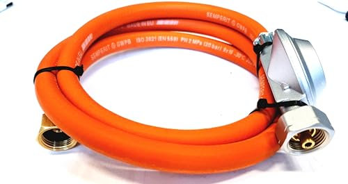 Zatechs Tuyau pour réchaud à gaz avec réducteur pour bouteilles de 11 kg | 1m 1000 cm | Raccord 1/2 droit et réducteur 21,8mm