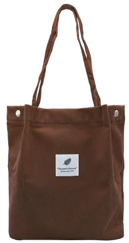 YDHfdc Cord Tasche Damen Handtasche Shopper Damen Umhängetasche Groß Tote Bag Lässige Tasche Shopper für Alltag, Büro, Schule und Einkauf (Braun)