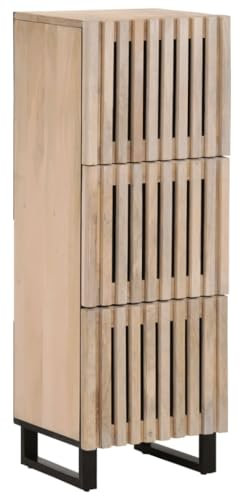 vidaXL Highboard, Hochschrank mit 3 Fächern Türen, Kommode für Wohnzimmer, Sideboard Beistellschrank, Industrie-Stil, Massivholz Mango