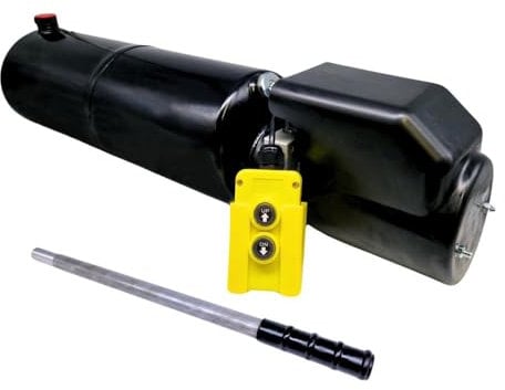 Flowfit Paquete de energía hidráulica de acción simple de 24 V CC, tanque de acero de 2 kW y bomba de mano de respaldo (depósito: 12 litros)