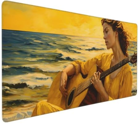 Tapis de Souris XXL 1400x700mm Grand Tapis de souris Jaune Tapis de Souris Gamer Paysage Sous Main Bureau, Bords Cousus, Base Antidérapante,Haute Précision et Rapidité Tapis Bureau,Cadeau Femme G4-455