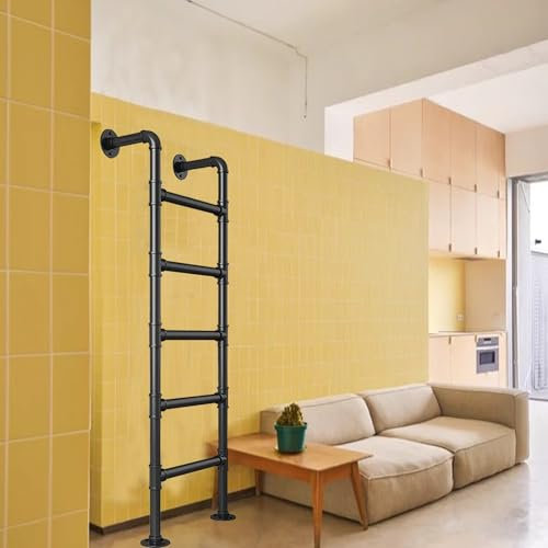 Scala di sicurezza in ferro battuto per cantina e finestra, in ferro battuto, per fuga antincendio, per letto a castello soppalco, capacità 150 kg, altezza 248,9 cm